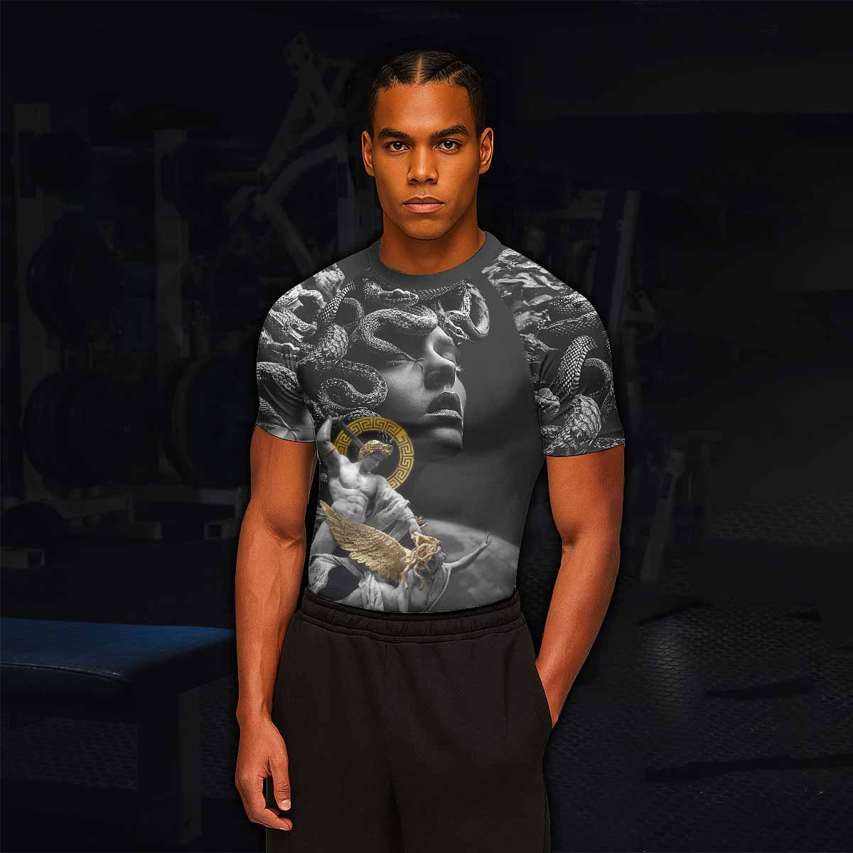 Fall of Medusa Men's Rash Guard Short Sleeve - lifestyle view