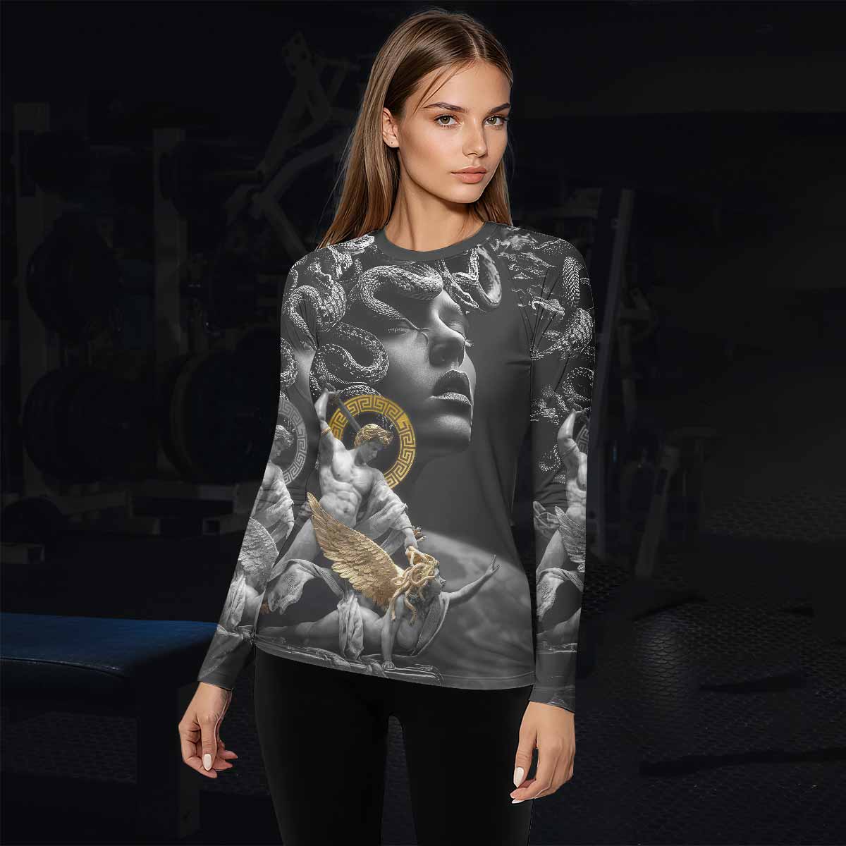 Fall of Medusa Women's Rash Guard Long Sleeve - lifestyle view