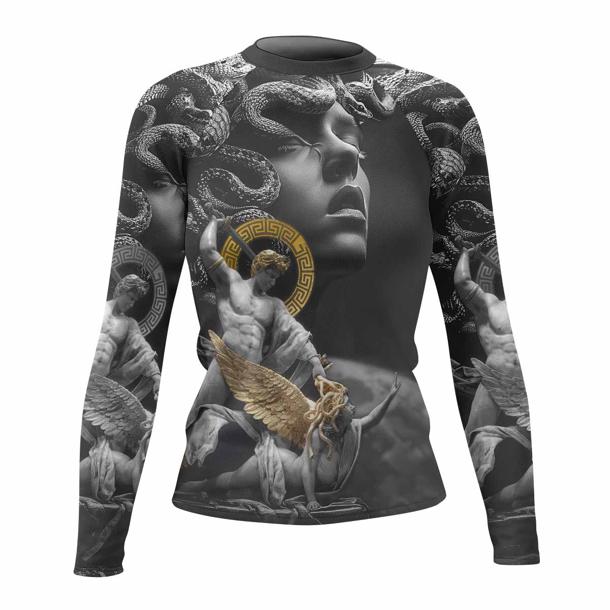 Fall of Medusa Women's Rash Guard Long Sleeve - front view mockup 