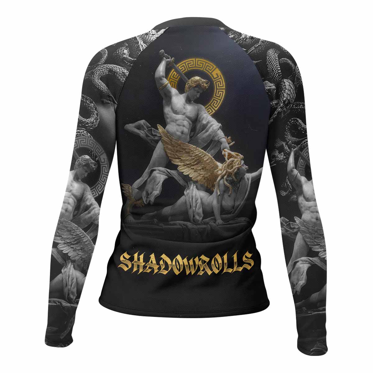 Fall of Medusa Women's Rash Guard Long Sleeve - back view mockup 