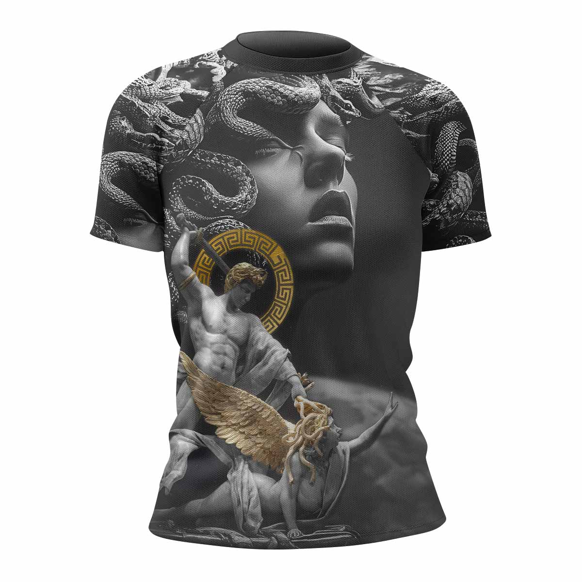 Fall of Medusa Women's Rash Guard Short Sleeve - front view mockup 