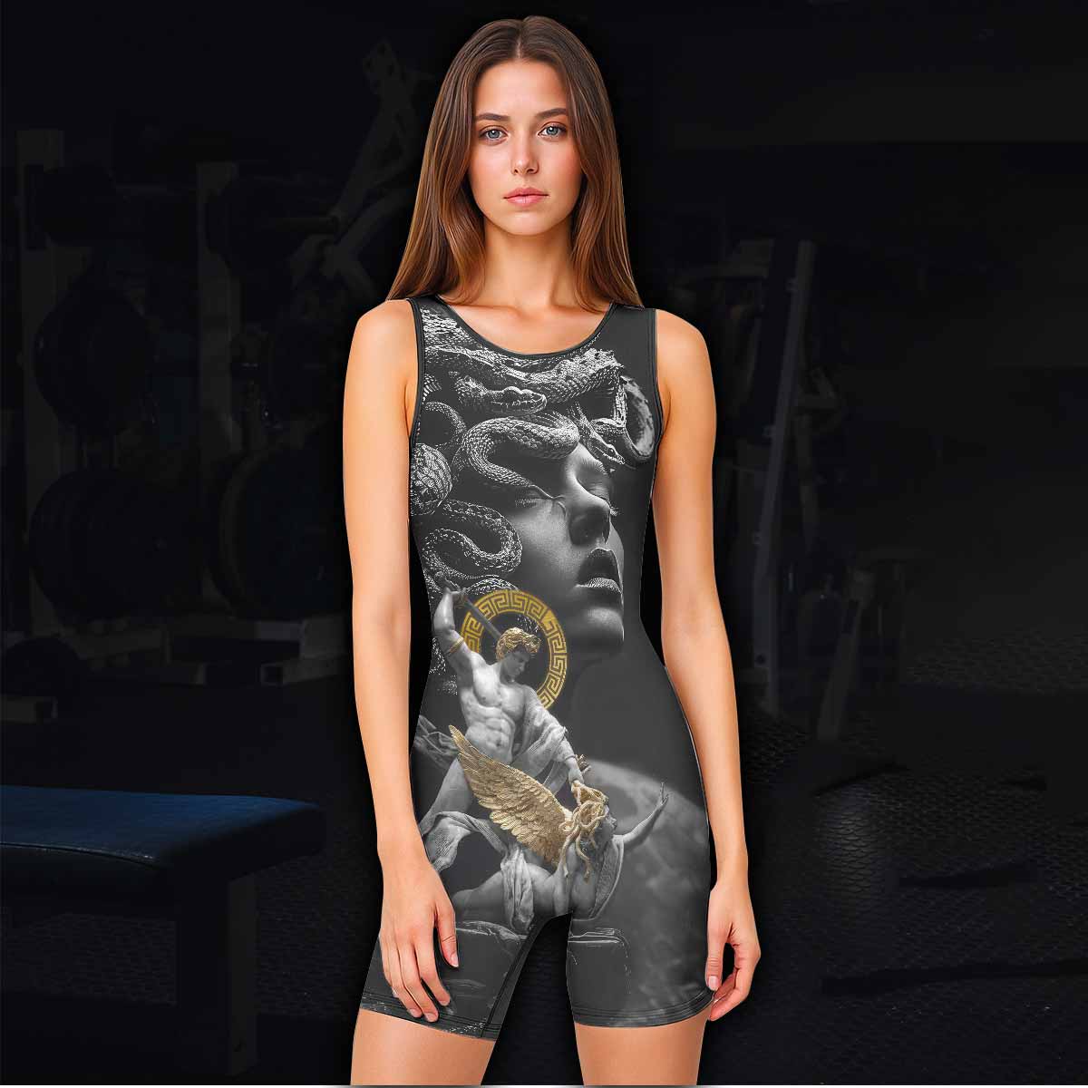 Fall of Medusa Wrestling Singlet - women's lifestyle view