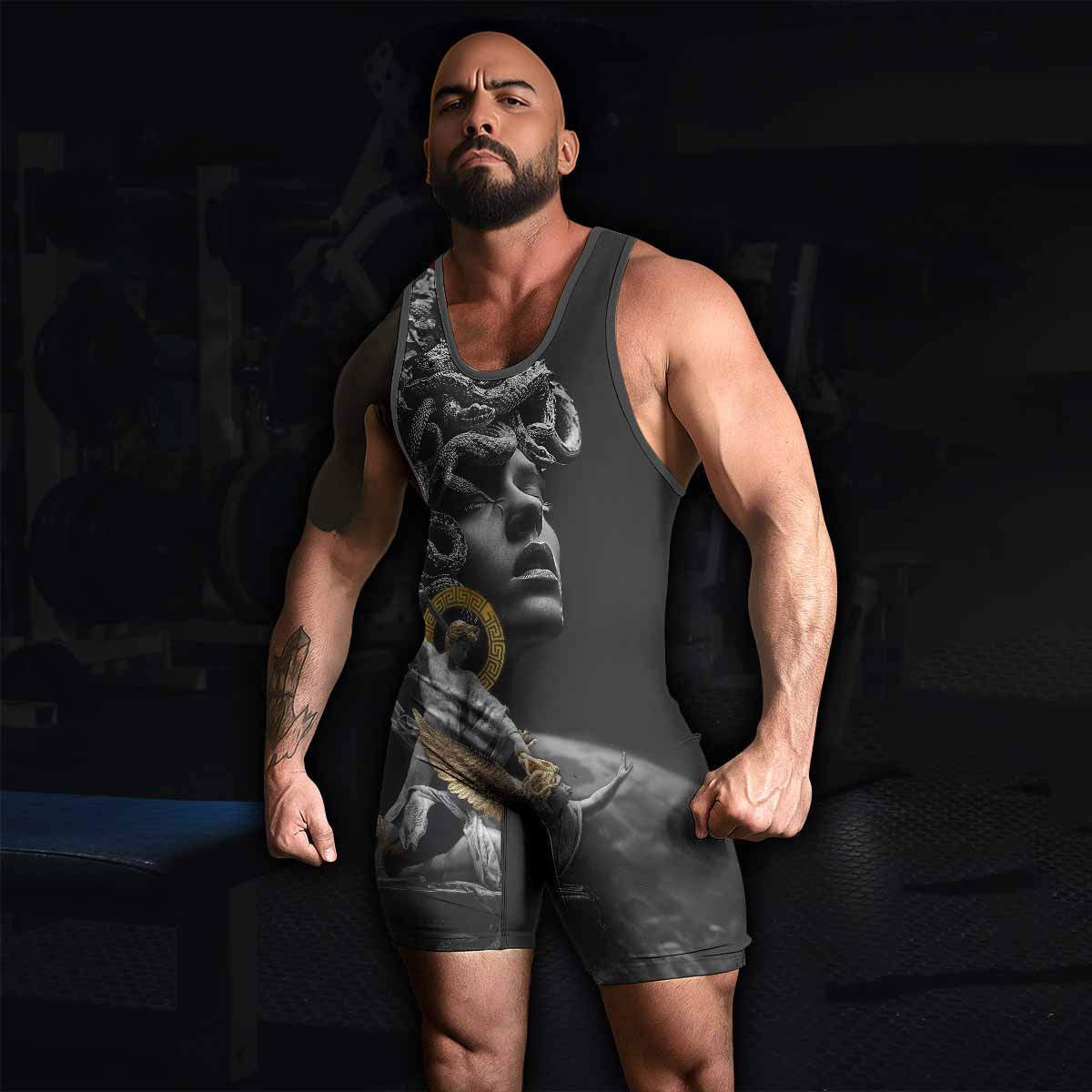 Fall of Medusa Wrestling Singlet - men's lifestyle view
