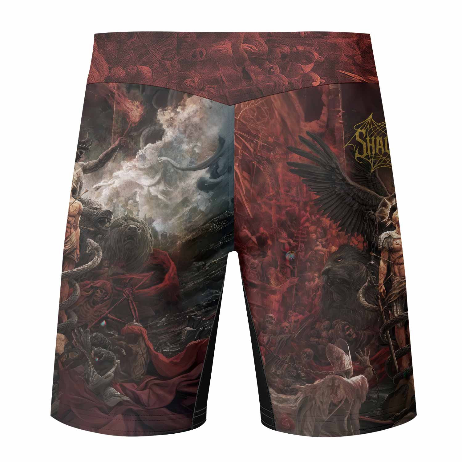 Fallen Angel Fight Shorts - back view mockup