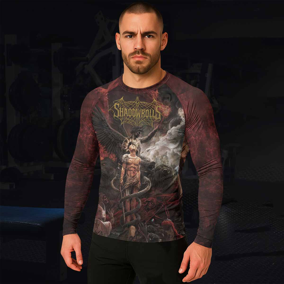 Fallen Angel Men's Rash Guard Long Sleeve - lifestyle view
