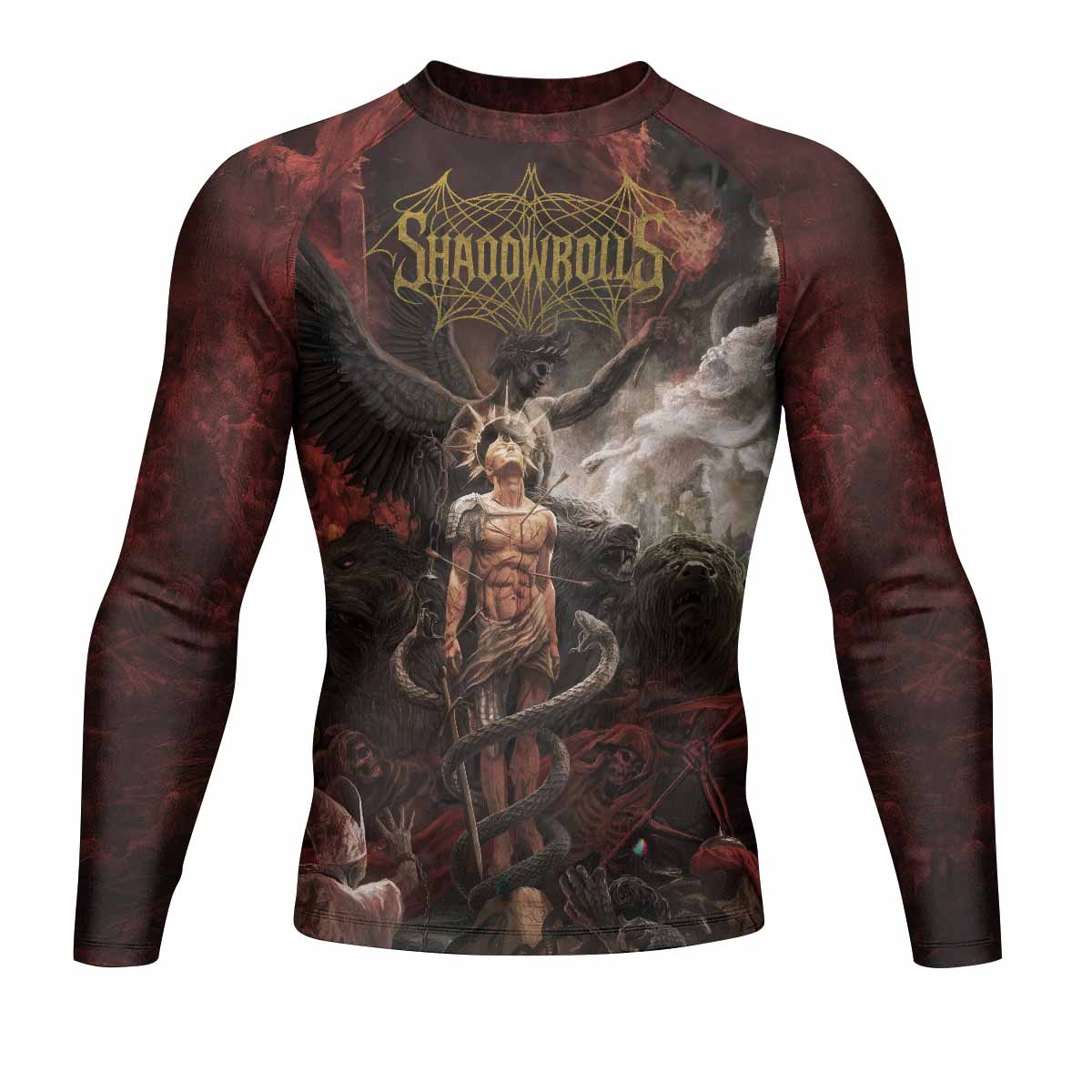 Fallen Angel Men's Rash Guard Long Sleeve - front view mockup 