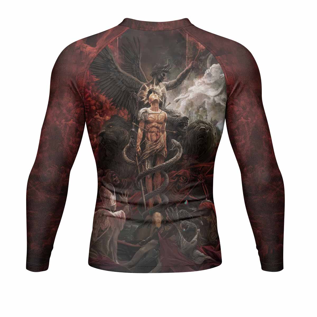 Fallen Angel Men's Rash Guard Long Sleeve - back view mockup 