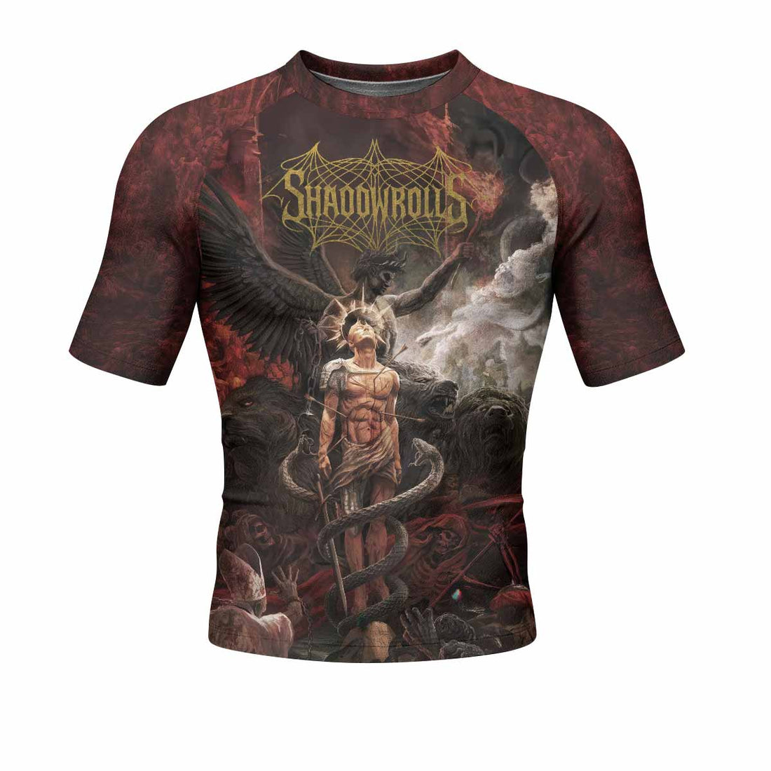 Fallen Angel Men's Rash Guard Short Sleeve - front and back view
