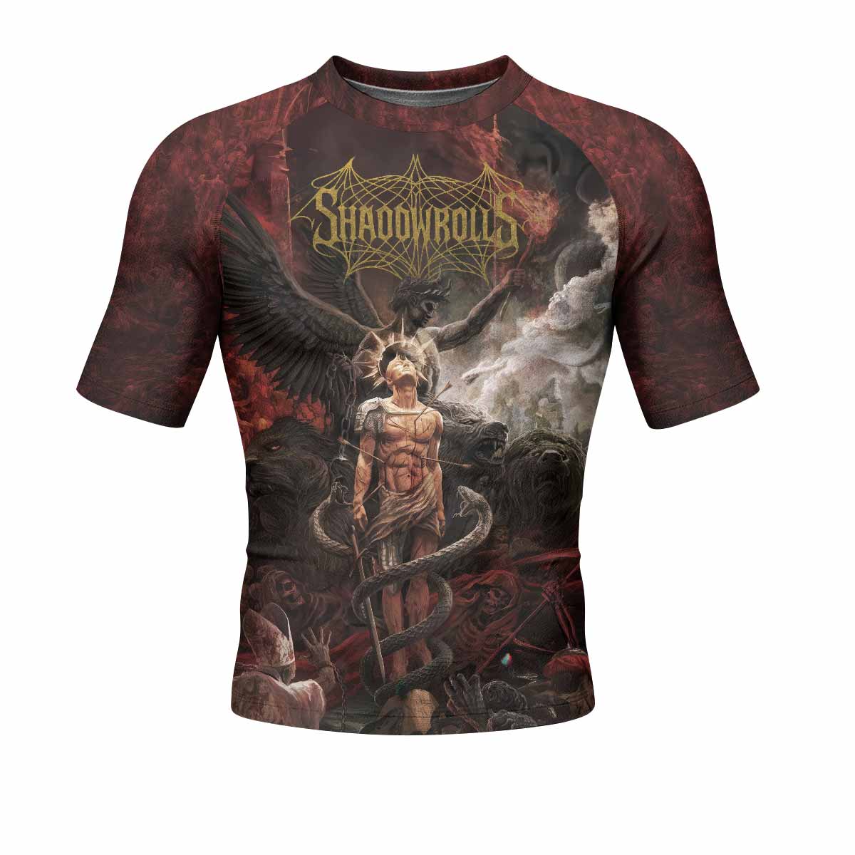 Fallen Angel Men's Rash Guard Short Sleeve - front view mockup 