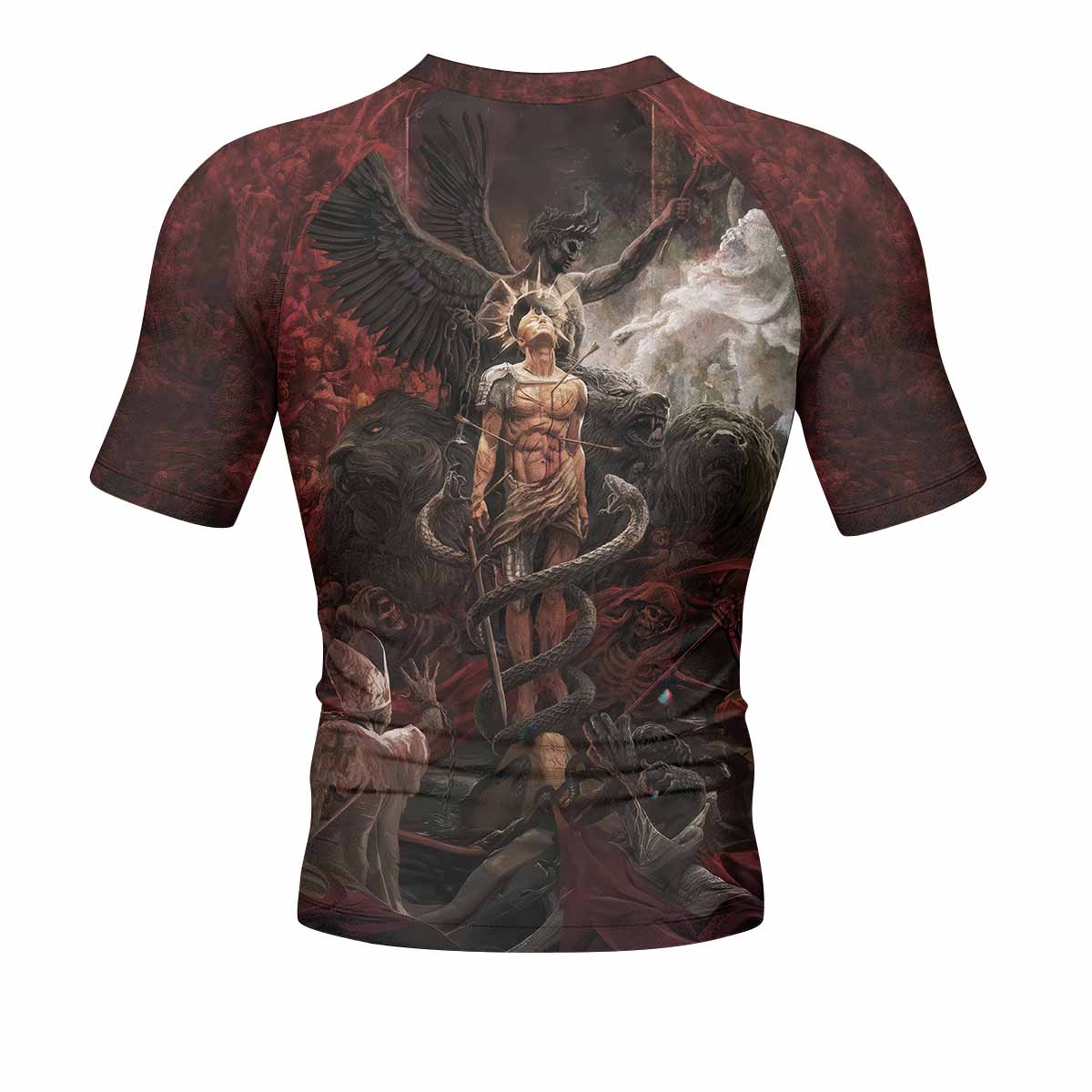 Fallen Angel Men's Rash Guard Short Sleeve - back view mockup 