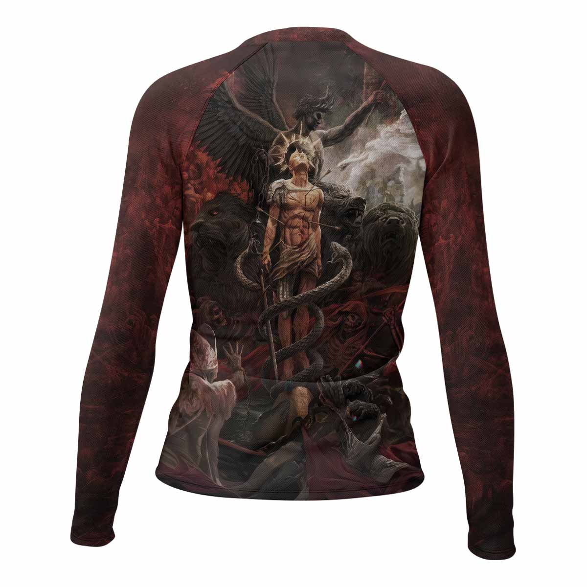 Fallen Angel Women's Rash Guard Long Sleeve - back view mockup 