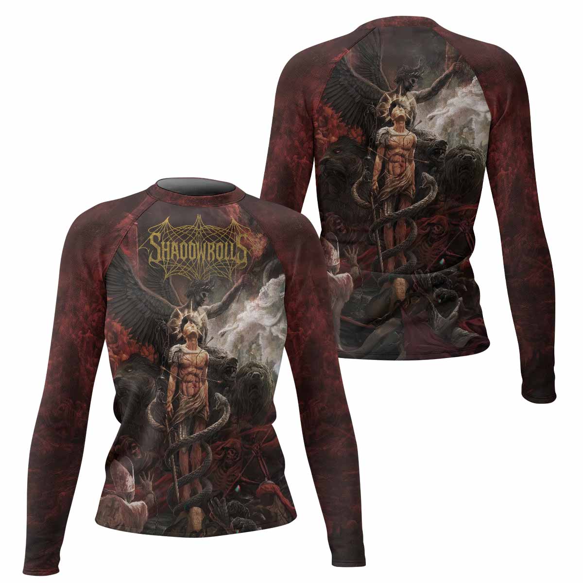 Fallen Angel Women's Rash Guard Long Sleeve - front and back view