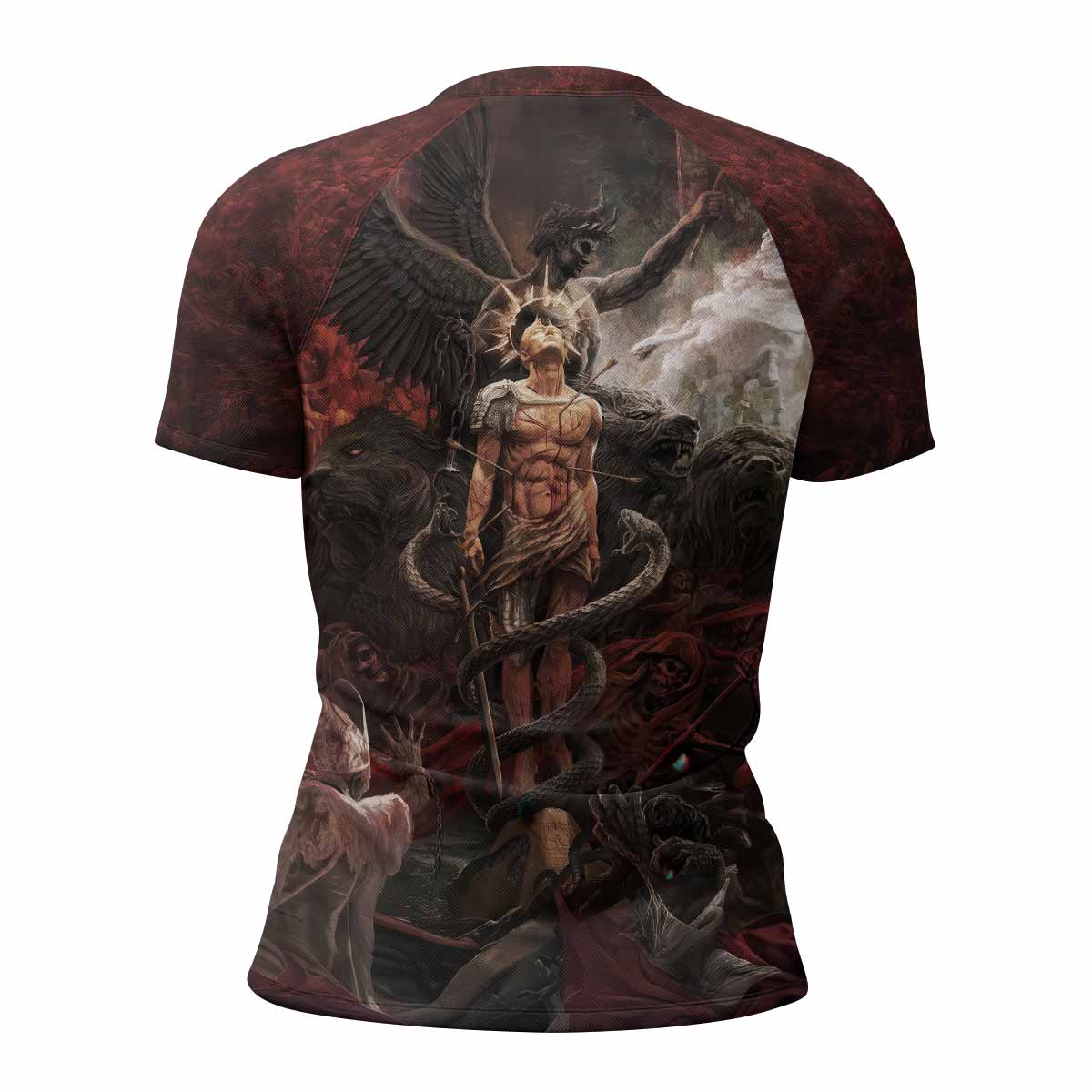 Fallen Angel Women's Rash Guard Short Sleeve - back view mockup 