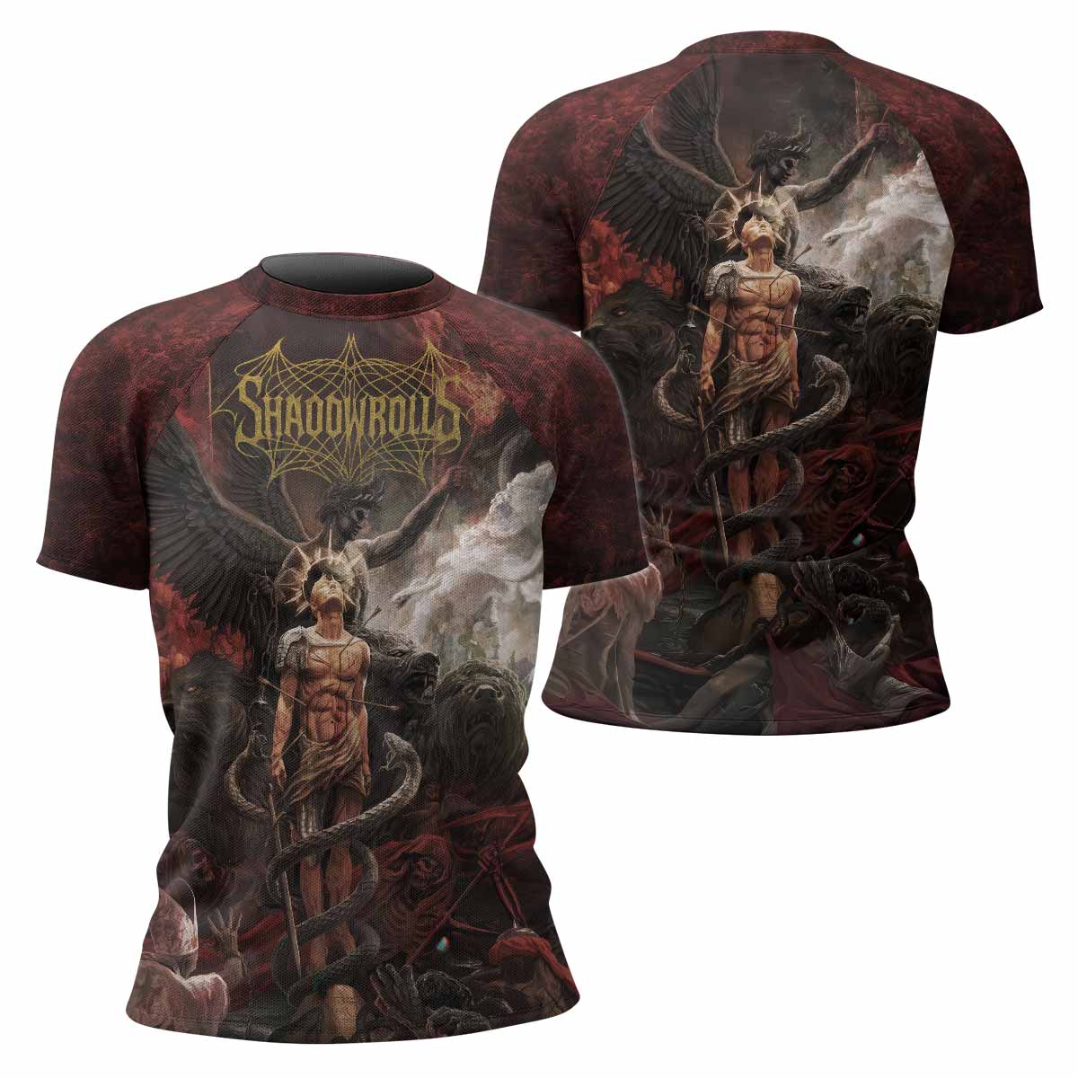 Fallen Angel Women's Rash Guard Short Sleeve - front and back view