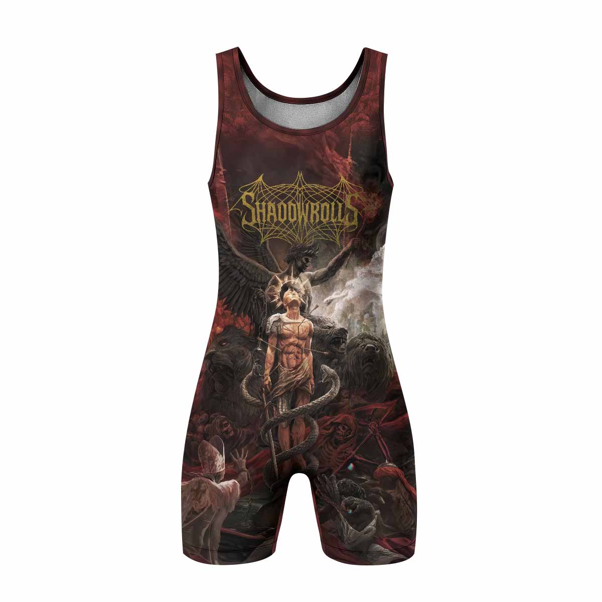 Fallen Angel Wrestling Singlet - front view mockup 