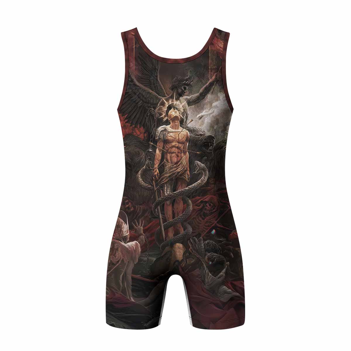 Fallen Angel Wrestling Singlet - back view mockup 