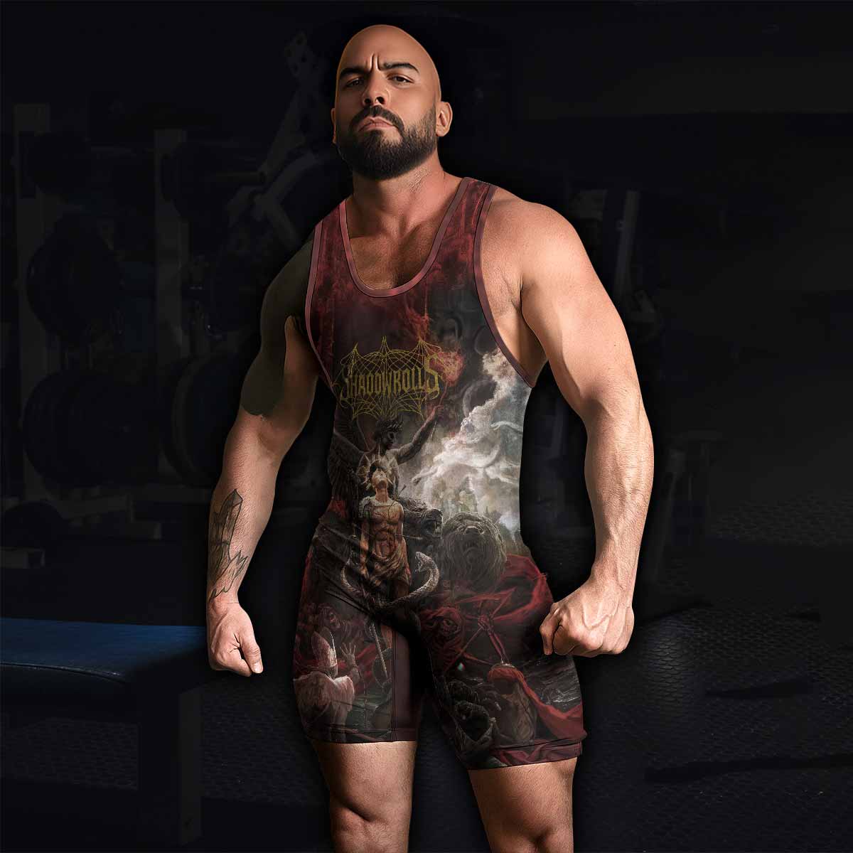 Fallen Angel Wrestling Singlet - men's lifestyle view