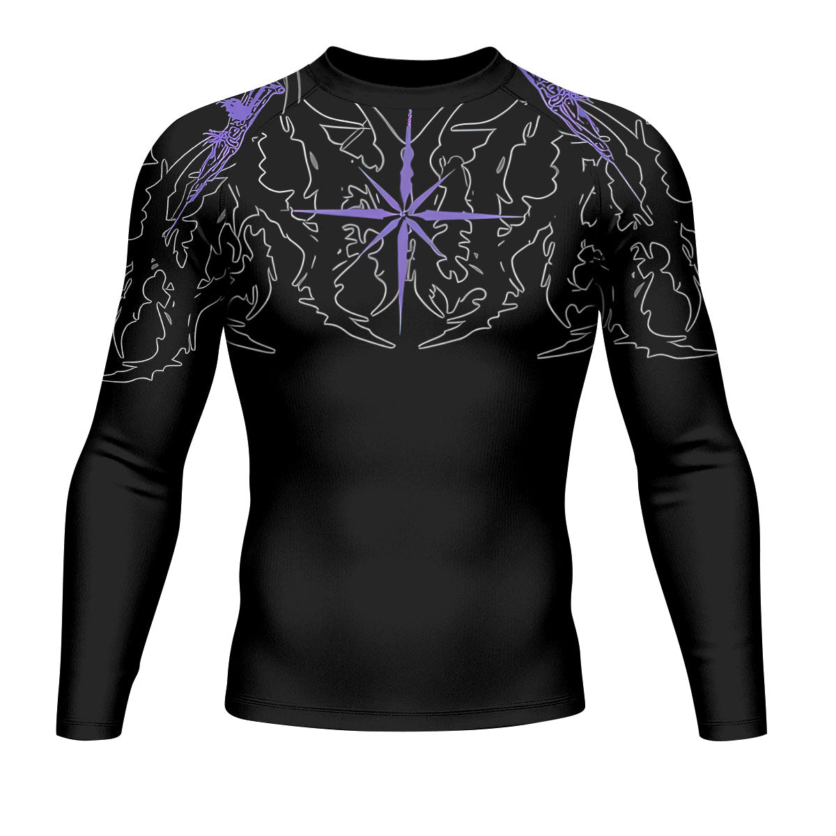 Far From Grace Men’s Long Sleeve Rash Guard - front view mockup