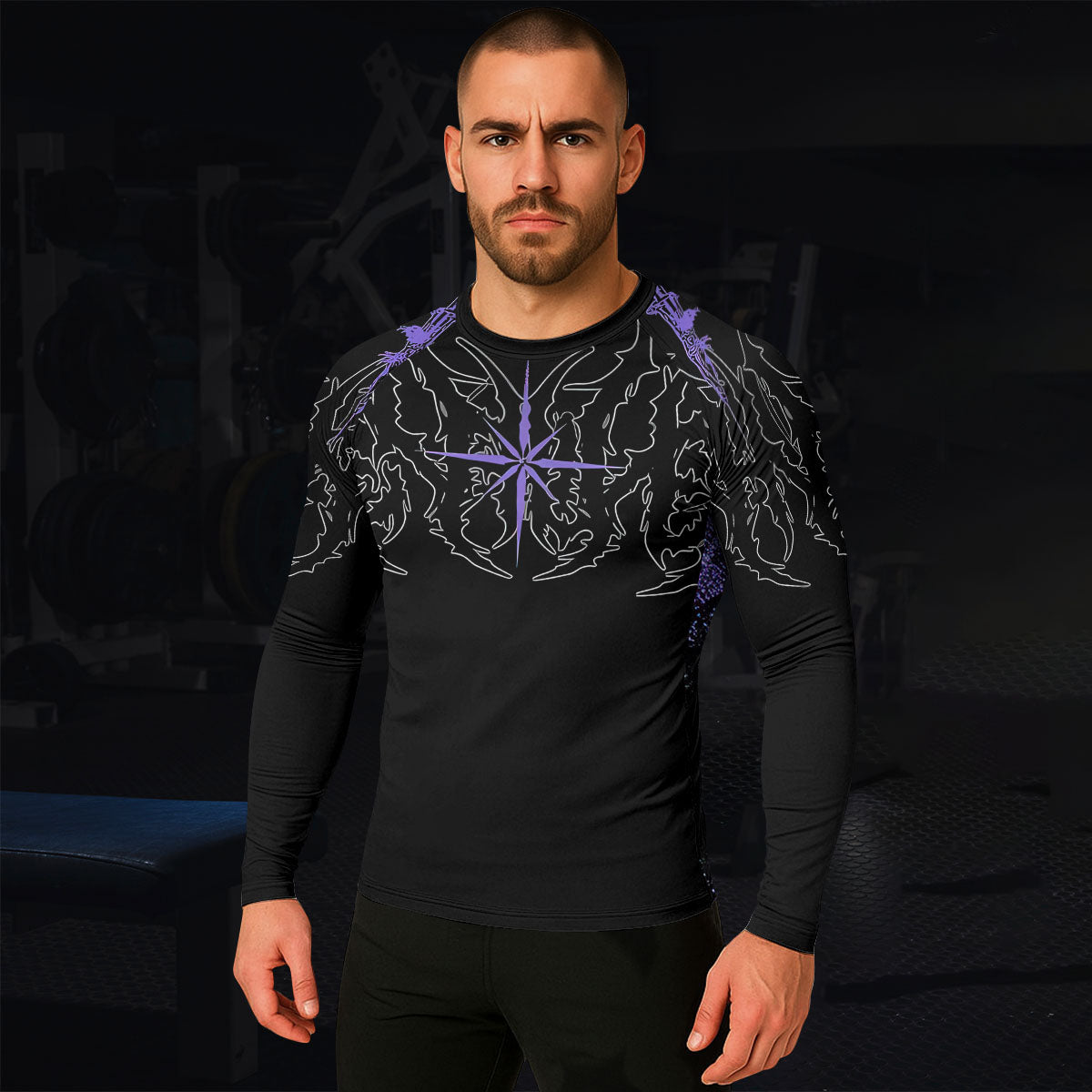Far From Grace Men’s Long Sleeve Rash Guard - lifestyle view