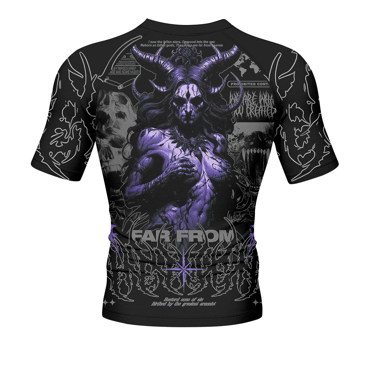 Far From Grace Men’s Short Sleeve Rash Guard - back view mockup