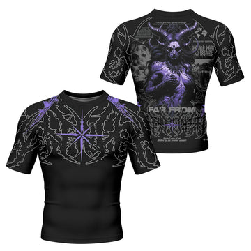 Far From Grace Men’s Short Sleeve Rash Guard - front and back view