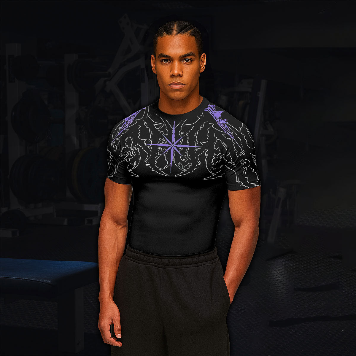 Far From Grace Men’s Short Sleeve Rash Guard - lifestyle view