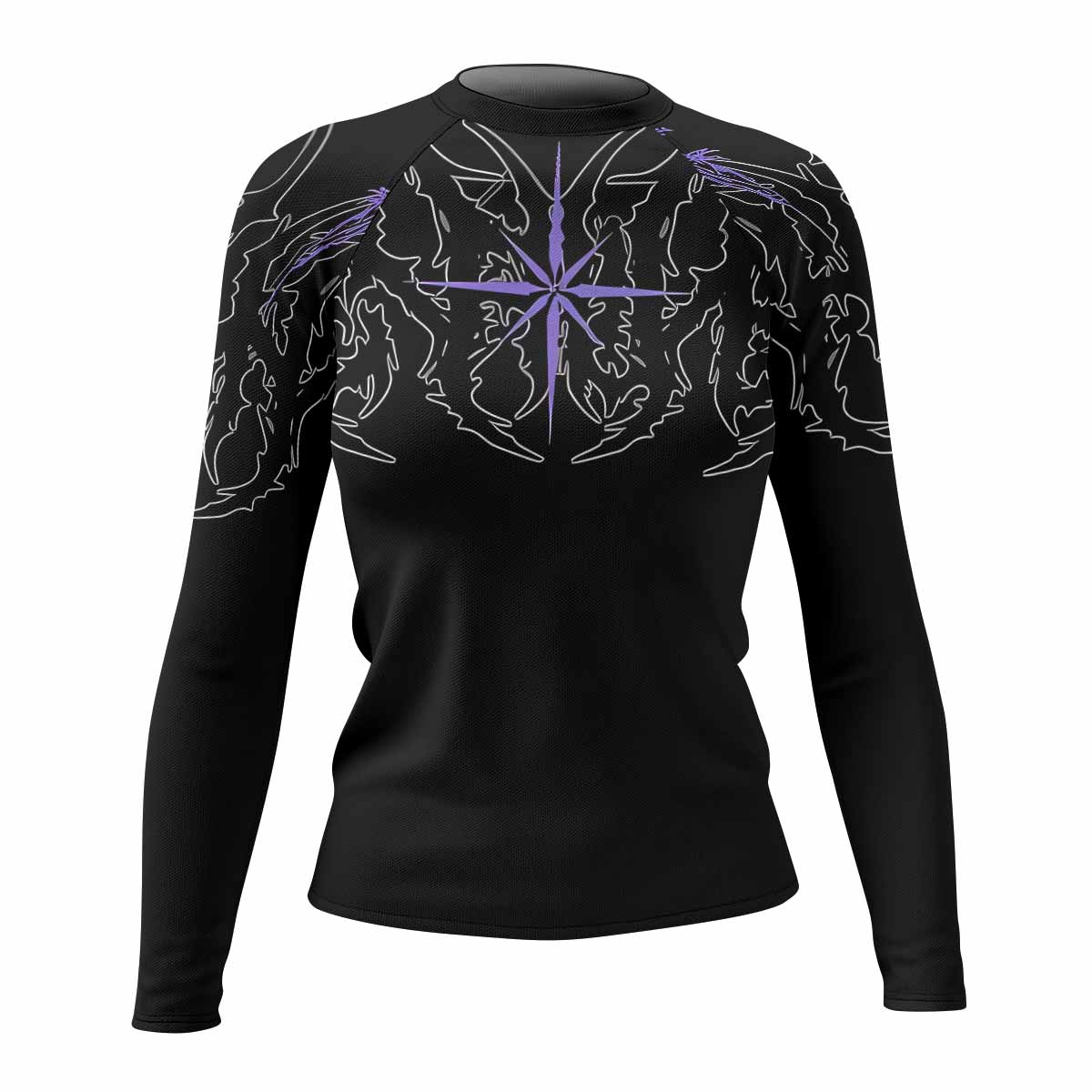 Far From Grace Women’s Long Sleeve Rash Guard - front view mockup