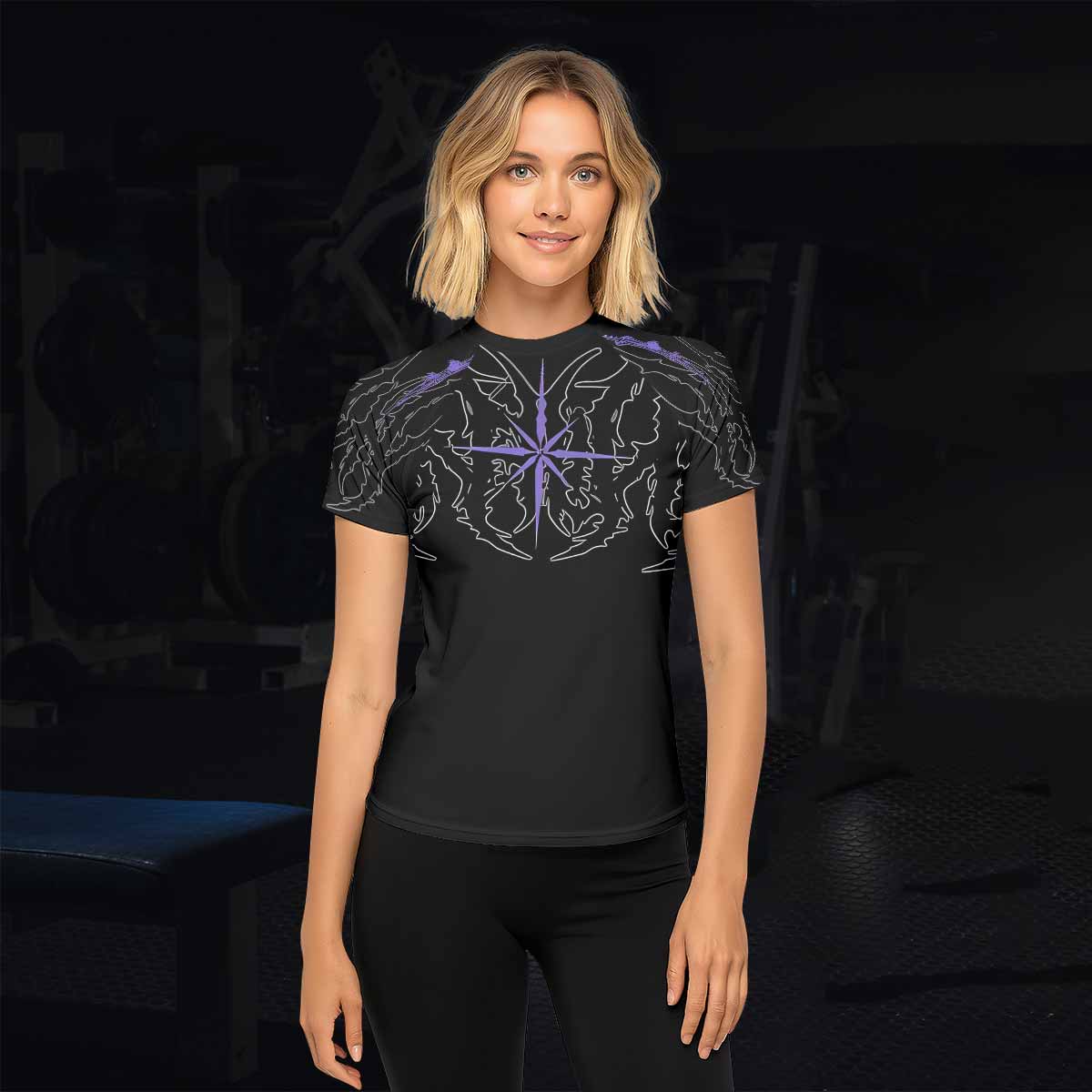 Far From Grace Women’s Short Sleeve Rash Guard - lifestyle view