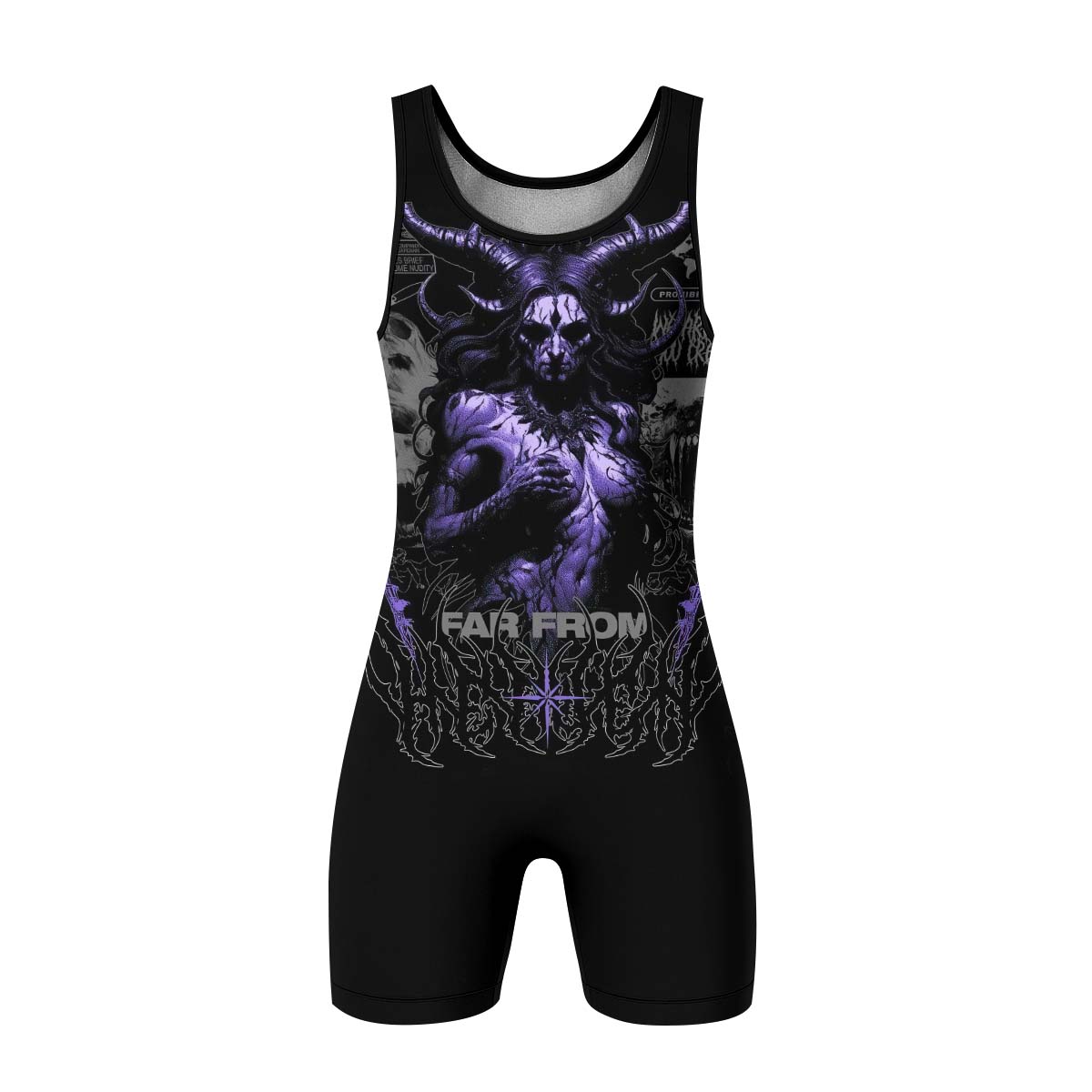 Far From Grace Wrestling Singlet - front view mockup