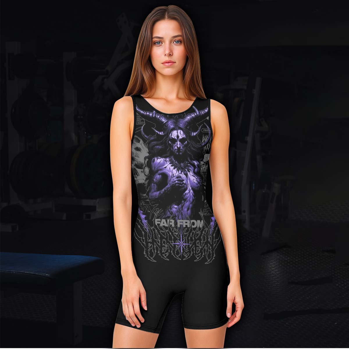 Far From Grace Wrestling Singlet - women's lifestyle view