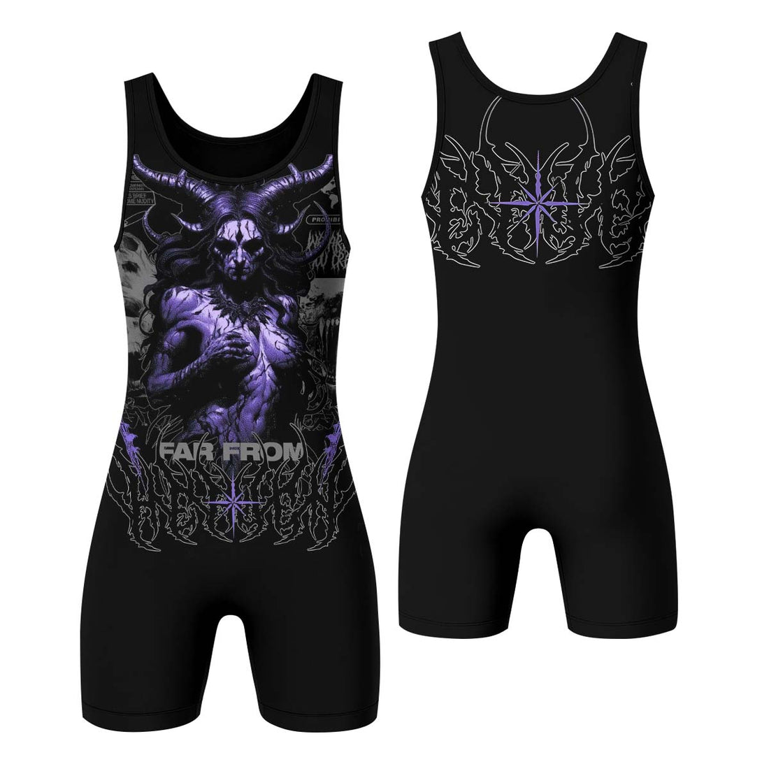 Far From Grace Wrestling Singlet - front and back view