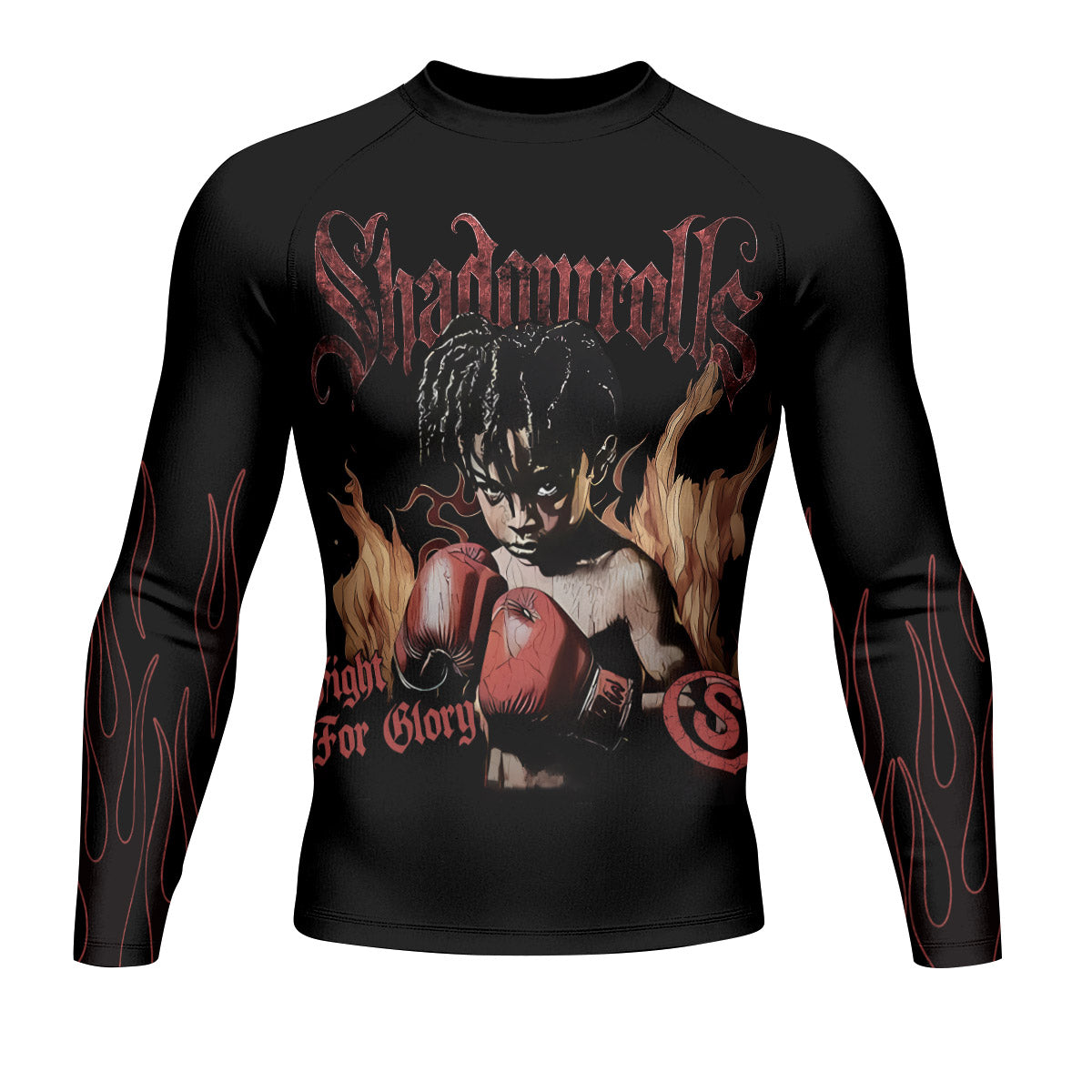 Fight for Glory Men’s Long Sleeve Rash Guard - front view mockup