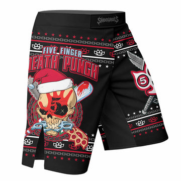 Five Finger Death Punch Christmas Heavy Metal Band Mixed Martial Arts Shorts - right side mockup