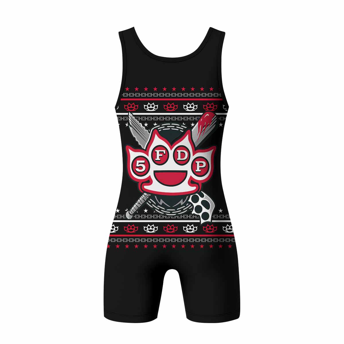 Five Finger Death Punch Christmas Heavy Metal Band Wrestling Singlet - back view mockup