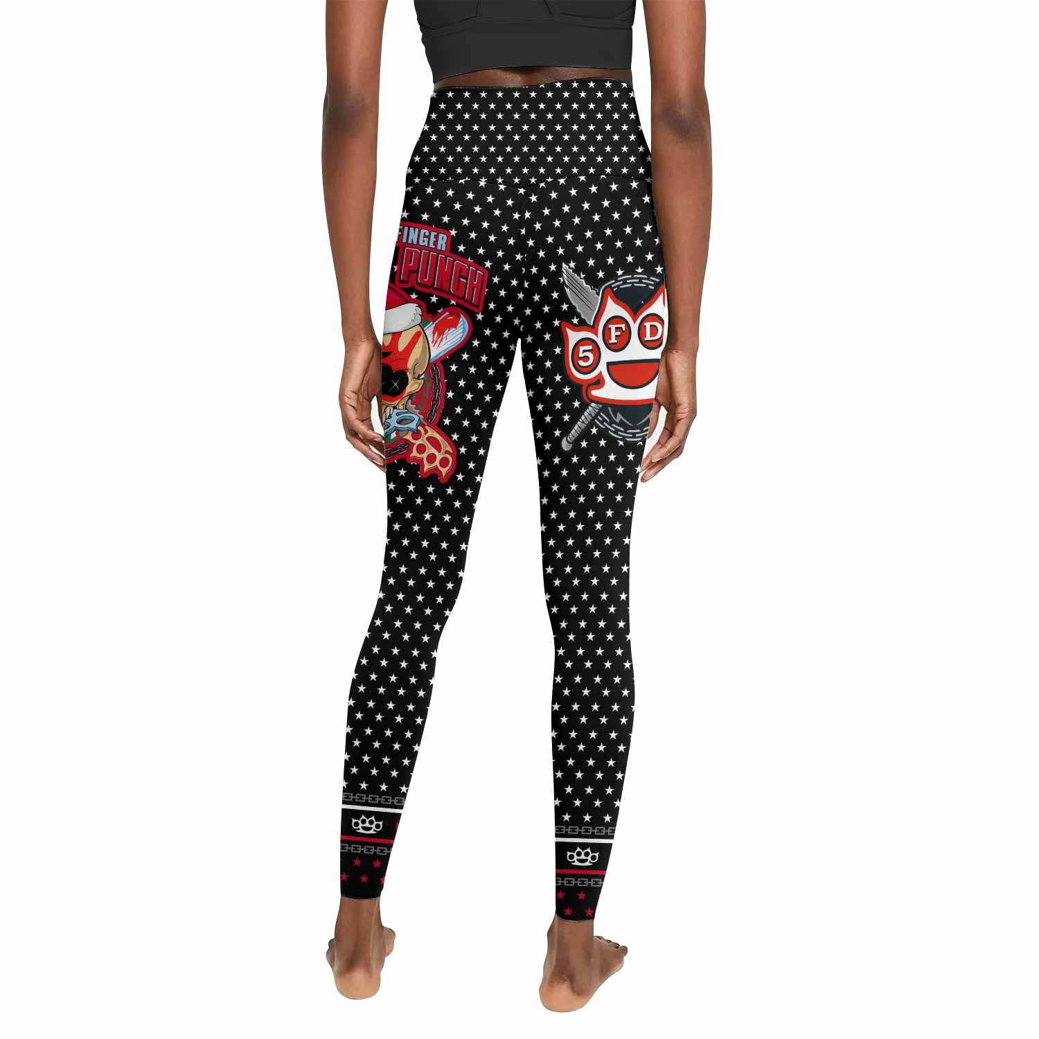 Five Finger Death Punch Christmas Heavy Metal Band Women's Leggings - back view mockup