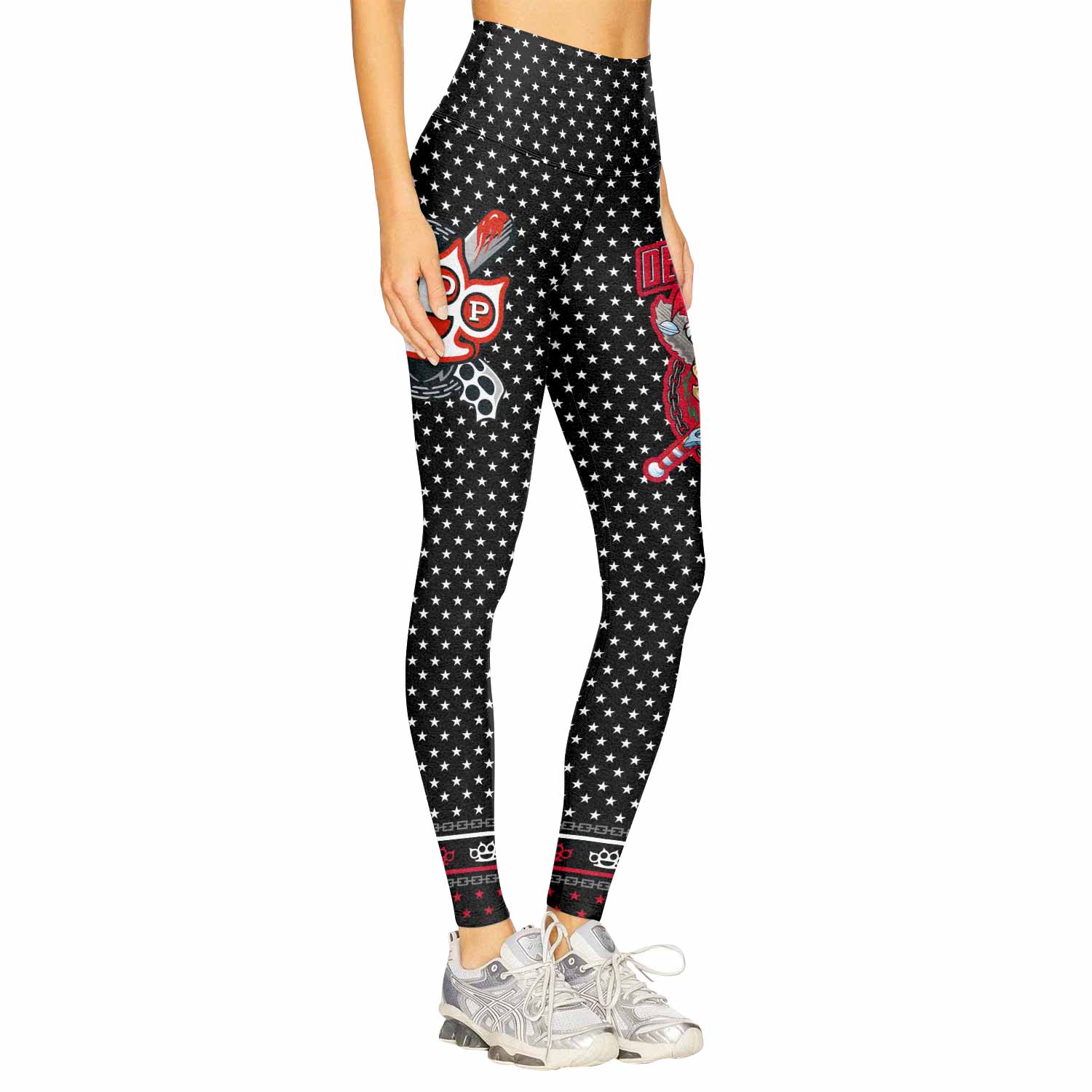 Five Finger Death Punch Christmas Heavy Metal Band Women's Leggings - right side mockup