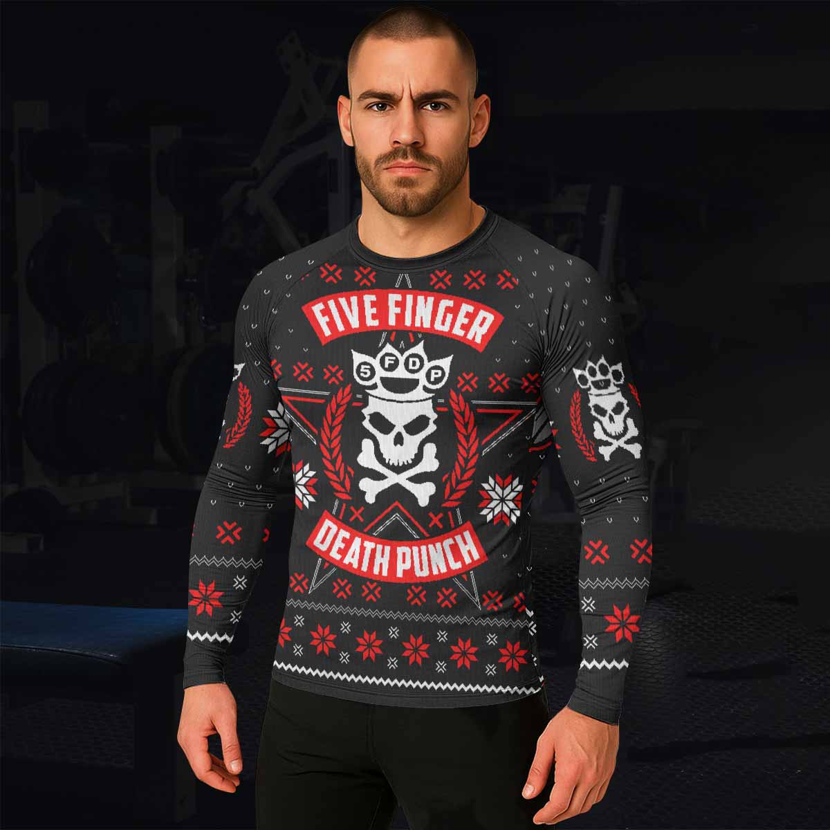 Five Finger Death Punch Eagle Heavy Metal Band Men's Rash Guard Long Sleeve - lifestyle view