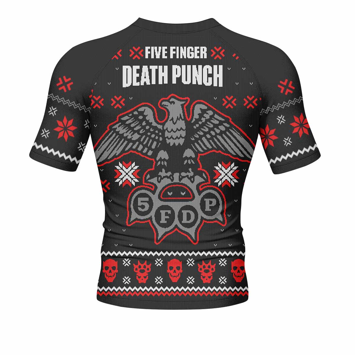 Five Finger Death Punch Eagle Heavy Metal Band Men's Rash Guard Short Sleeve - back view mockup