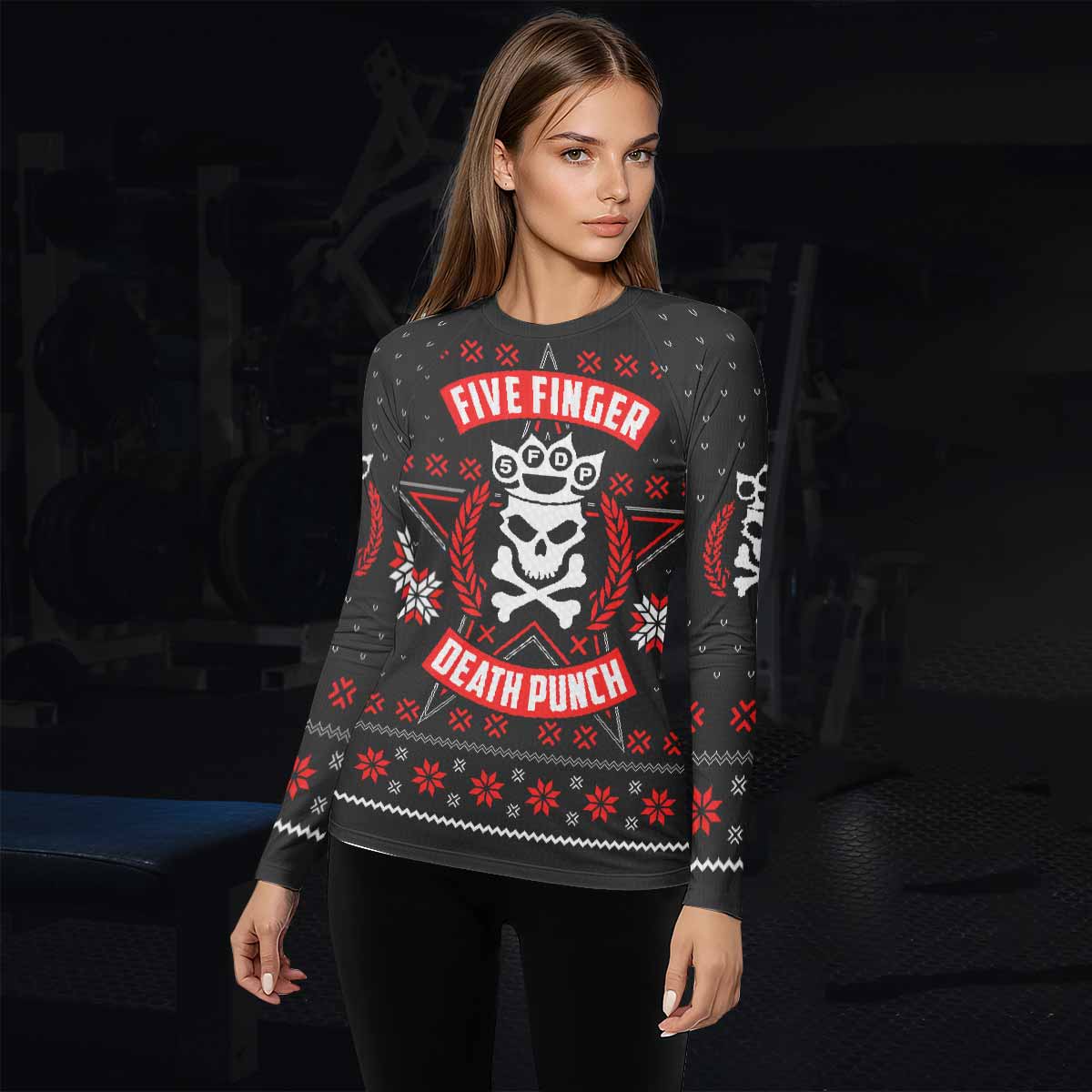 Five Finger Death Punch Eagle Heavy Metal Band Women's Rash Guard Long Sleeve - lifestyle view
