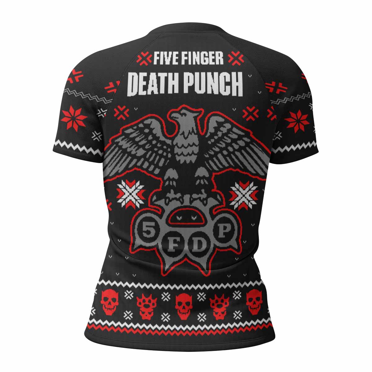 Five Finger Death Punch Eagle Heavy Metal Band Women's Rash Guard Short Sleeve - back view mockup