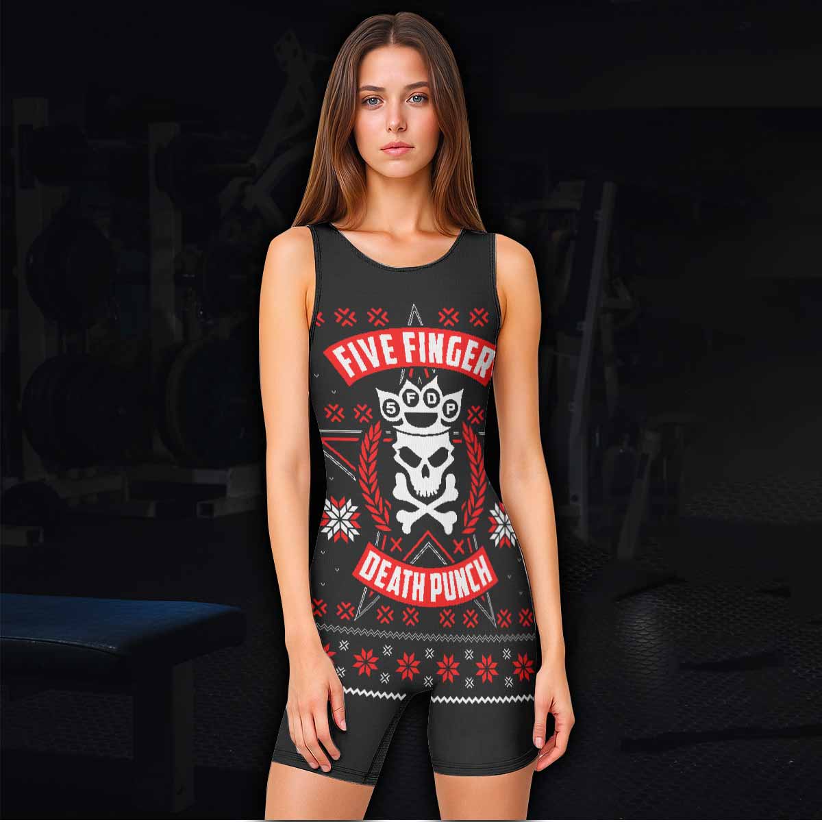 Five Finger Death Punch Eagle Heavy Metal Band Wrestling Singlet - women's lifestyle view