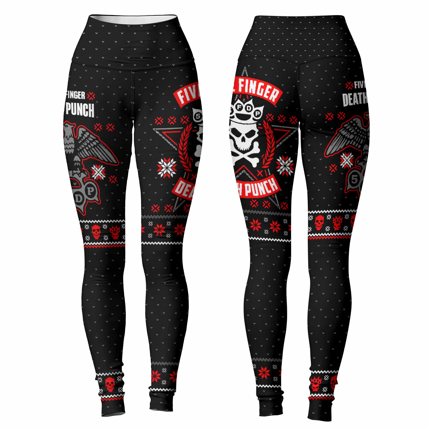 Five Finger Death Punch Eagle Heavy Metal Band Women's Leggings - front and back view