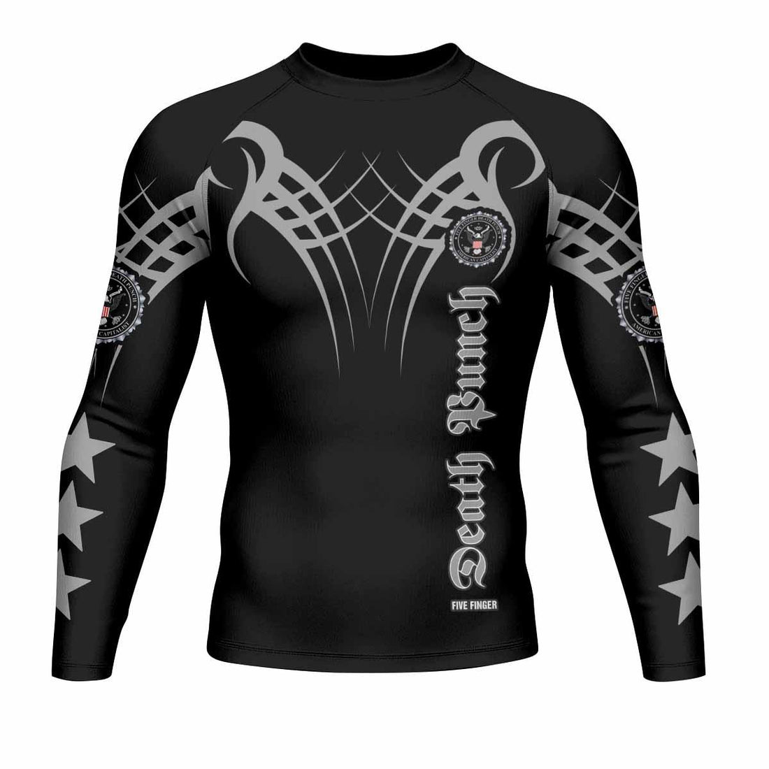 Five Finger Death Punch Men's Rash Guard Long Sleeve - front and back view
