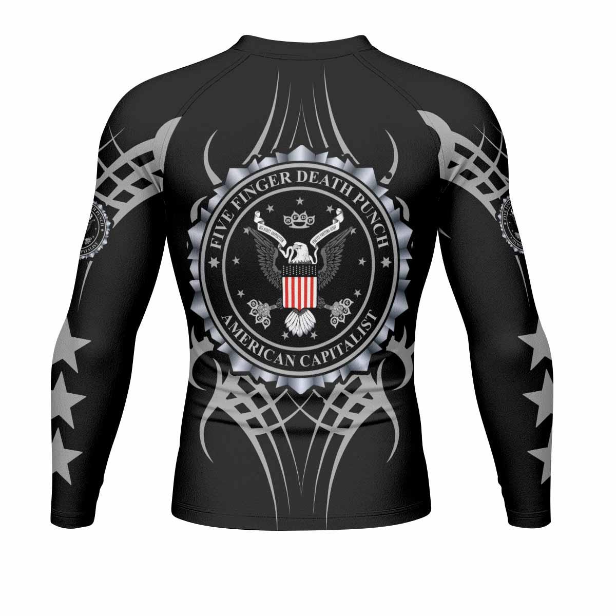 Five Finger Death Punch Men's Rash Guard Long Sleeve - back view mockup
