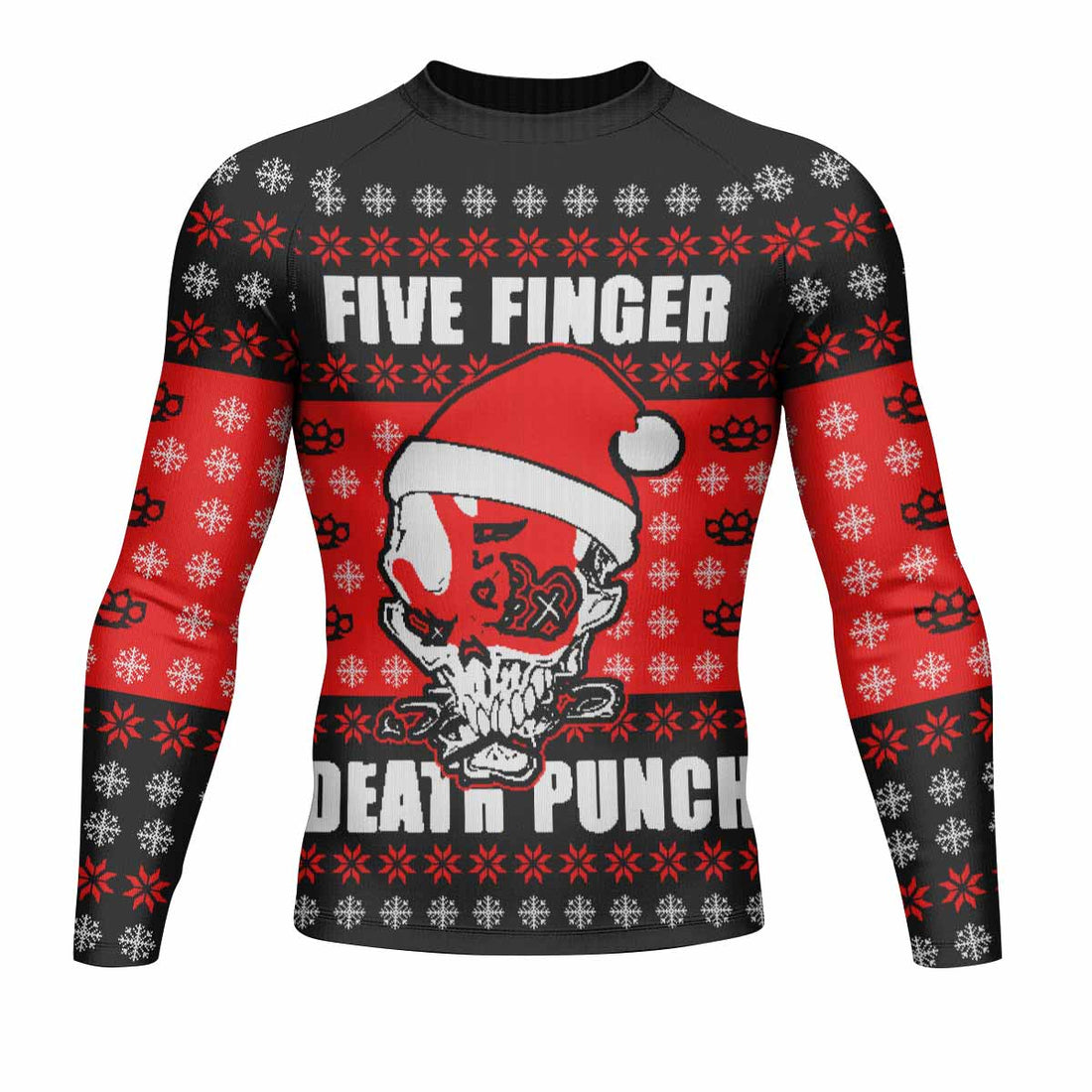 Five Finger Death Punch Ugly Heavy Metal Band Men's Rash Guard Long Sleeve - front and back view