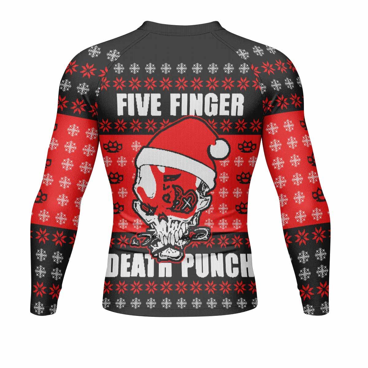 Five Finger Death Punch Ugly Heavy Metal Band Men's Rash Guard Long Sleeve - back view mockup
