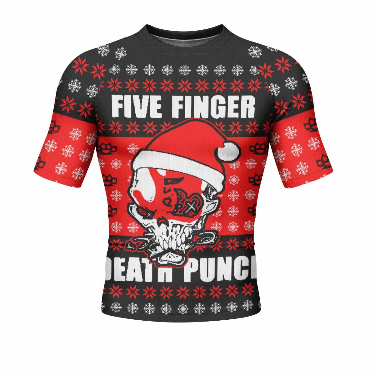 Five Finger Death Punch Ugly Heavy Metal Band Men's Rash Guard Short Sleeve - front view mockup