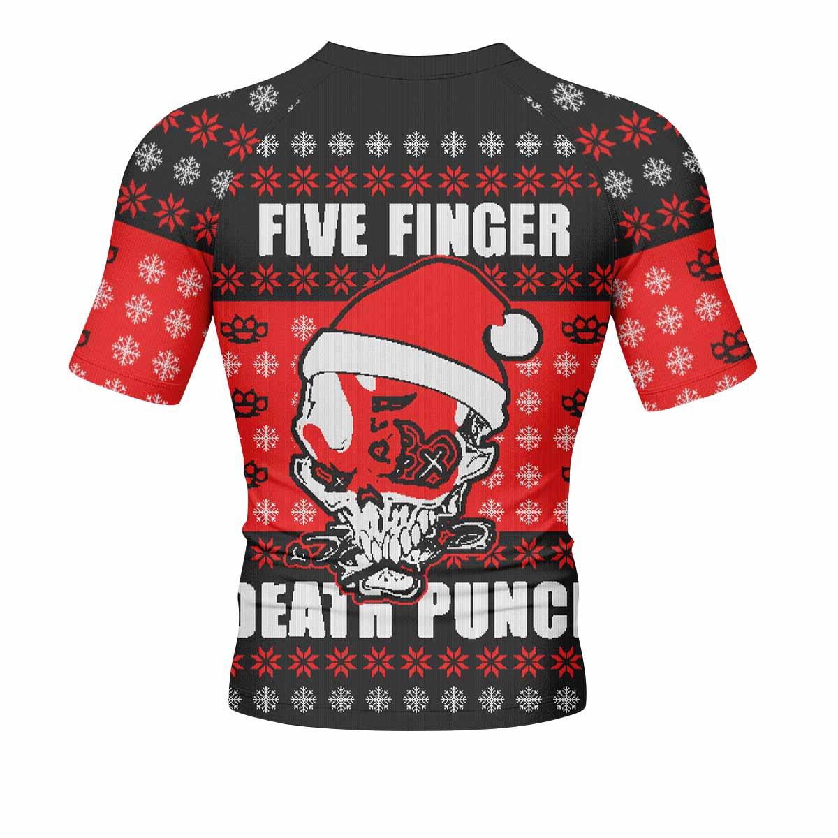 Five Finger Death Punch Ugly Heavy Metal Band Men's Rash Guard Short Sleeve - back view mockup