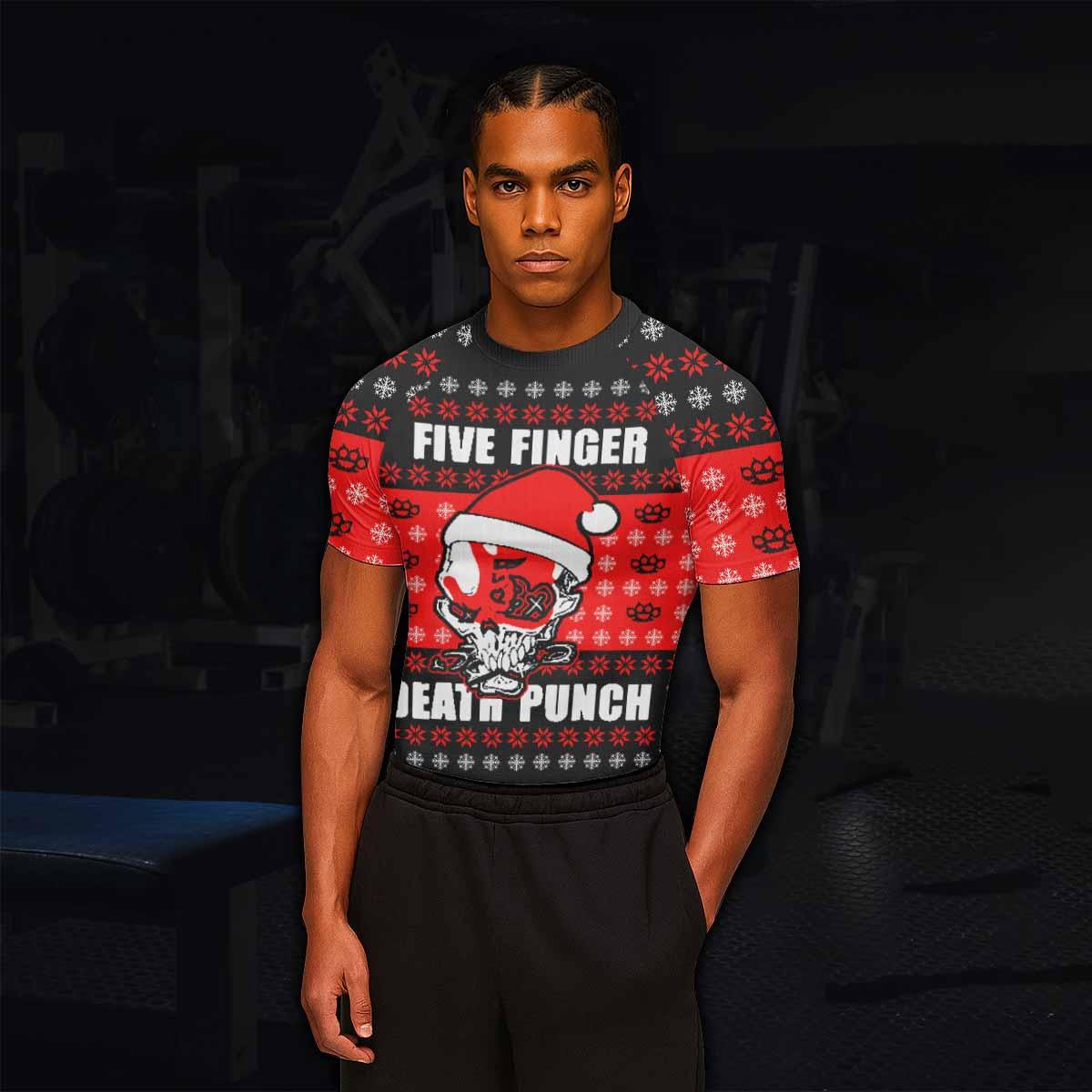 Five Finger Death Punch Ugly Heavy Metal Band Men's Rash Guard Short Sleeve - lifestyle view