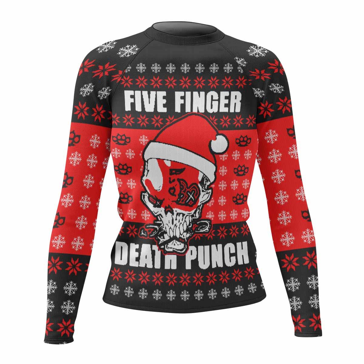 Five Finger Death Punch Ugly Heavy Metal Band Women's Rash Guard Long Sleeve - front view mockup
